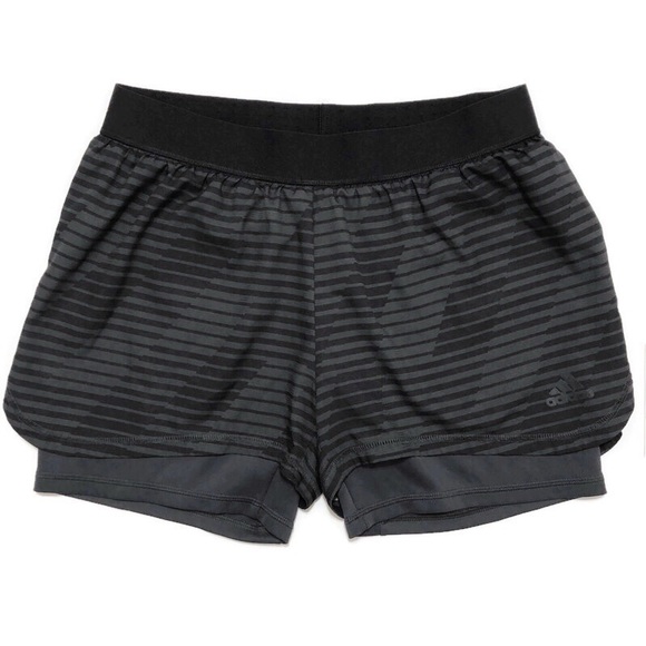 ADIDAS Climalite 2-in-1 Shorts Black Gray Size XL - Picture 2 of 16